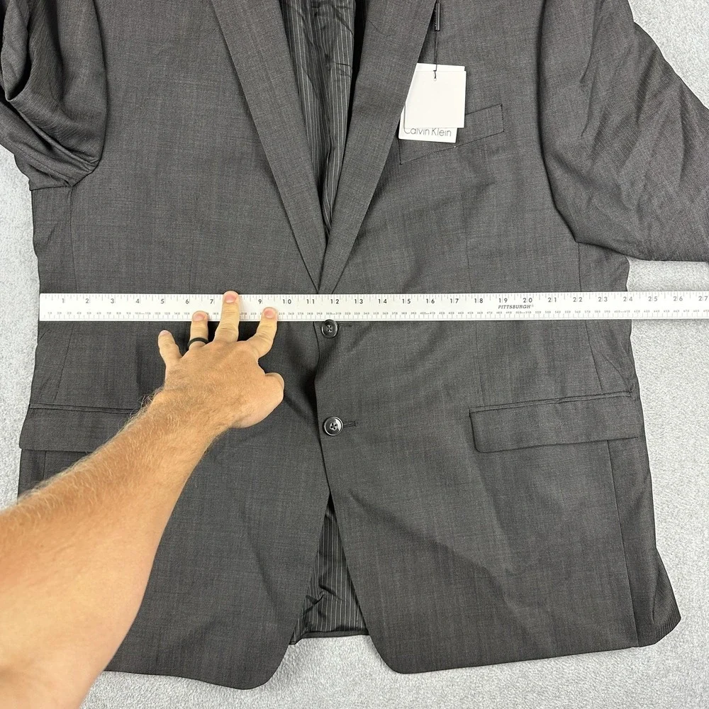 Calvin Klein Suit Mens 50R Gray Herringbone Wool 2 Piece Slim Notch Lapel Canada